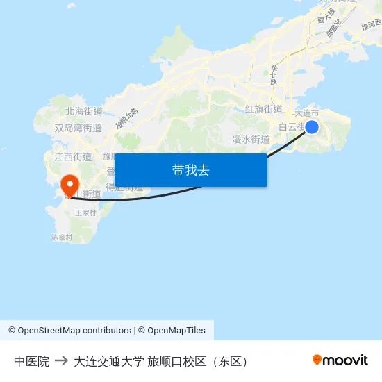 中医院 to 大连交通大学 旅顺口校区（东区） map