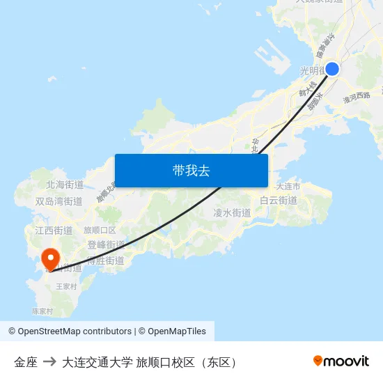 金座 to 大连交通大学 旅顺口校区（东区） map
