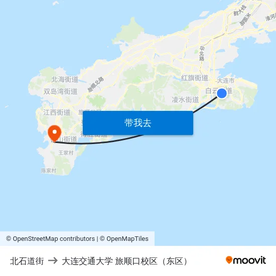 北石道街 to 大连交通大学 旅顺口校区（东区） map