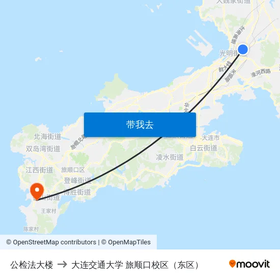 公检法大楼 to 大连交通大学 旅顺口校区（东区） map