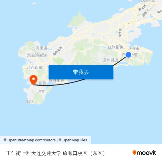 正仁街 to 大连交通大学 旅顺口校区（东区） map