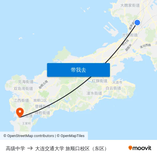 高级中学 to 大连交通大学 旅顺口校区（东区） map