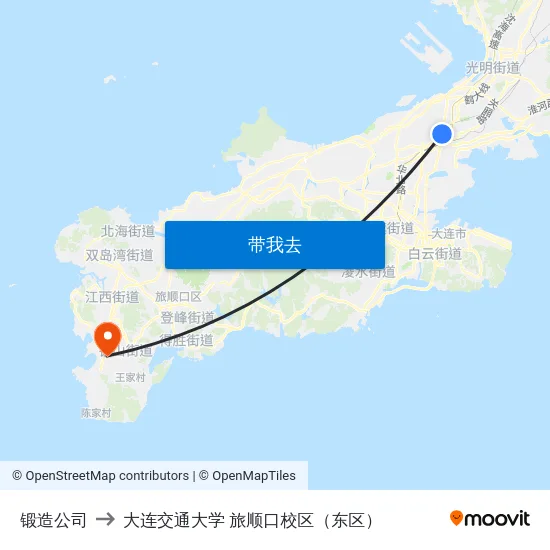 锻造公司 to 大连交通大学 旅顺口校区（东区） map