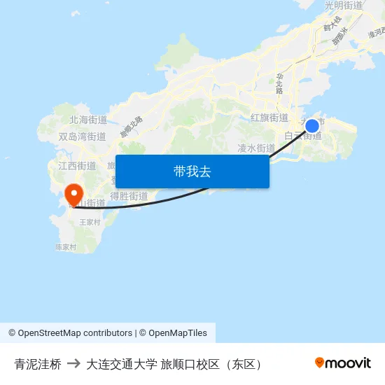 青泥洼桥 to 大连交通大学 旅顺口校区（东区） map
