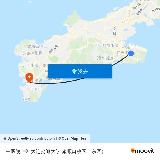 中医院 to 大连交通大学 旅顺口校区（东区） map