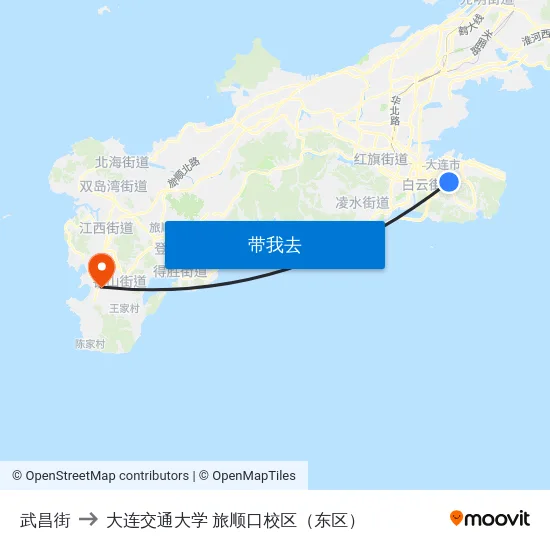 武昌街 to 大连交通大学 旅顺口校区（东区） map