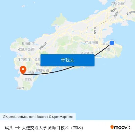 码头 to 大连交通大学 旅顺口校区（东区） map