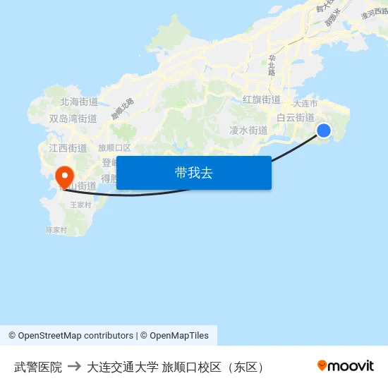 武警医院 to 大连交通大学 旅顺口校区（东区） map