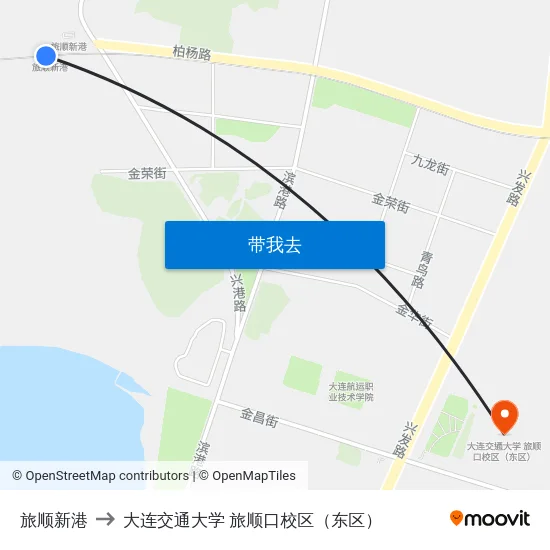 旅顺新港 to 大连交通大学 旅顺口校区（东区） map