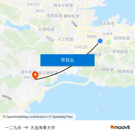 一二九街 to 大连海事大学 map