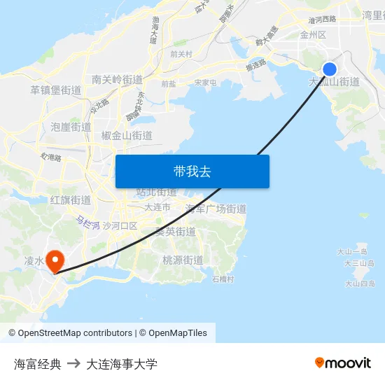 海富经典 to 大连海事大学 map