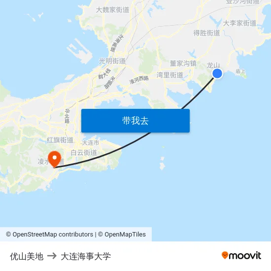优山美地 to 大连海事大学 map