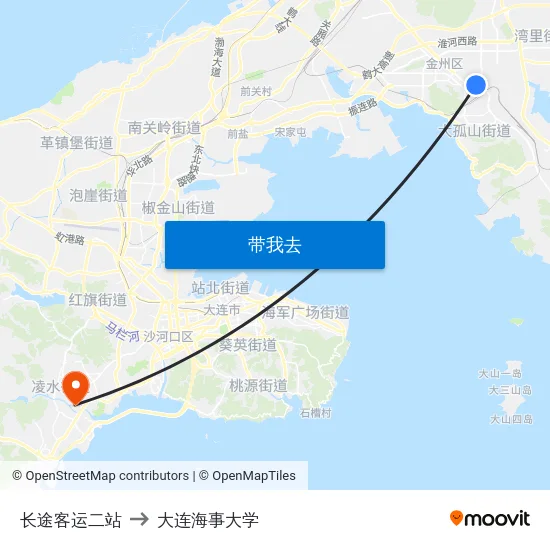 长途客运二站 to 大连海事大学 map