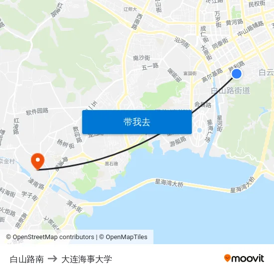 白山路南 to 大连海事大学 map
