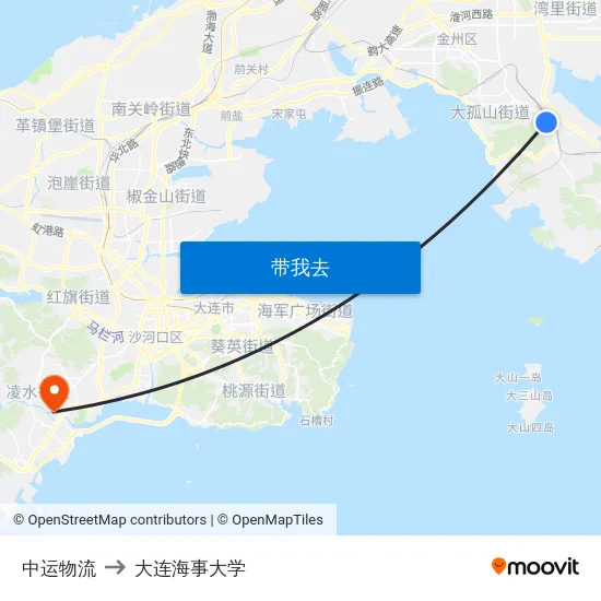 中运物流 to 大连海事大学 map
