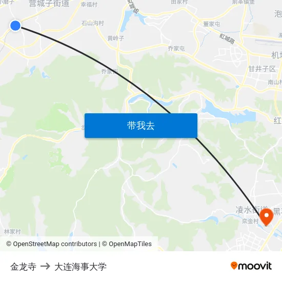 金龙寺 to 大连海事大学 map