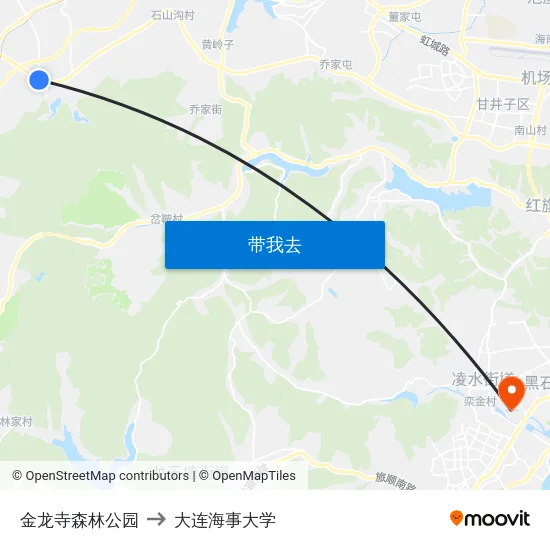 金龙寺森林公园 to 大连海事大学 map