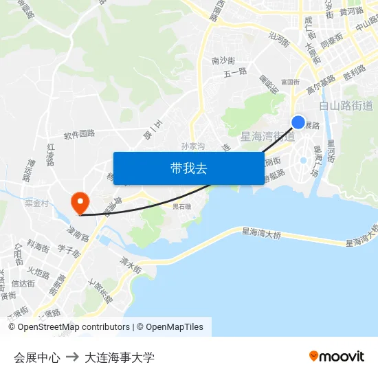 会展中心 to 大连海事大学 map
