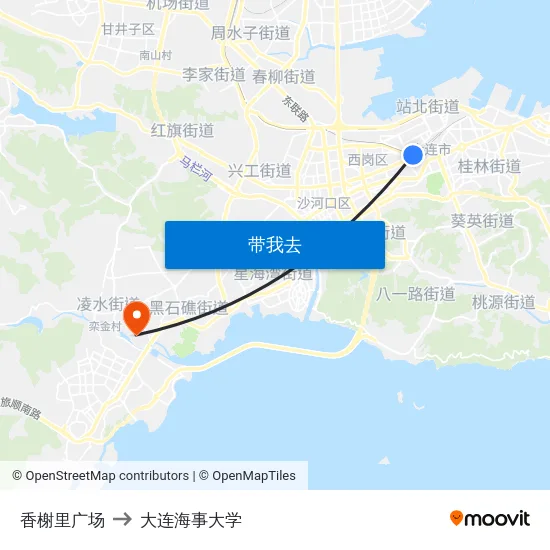 香榭里广场 to 大连海事大学 map