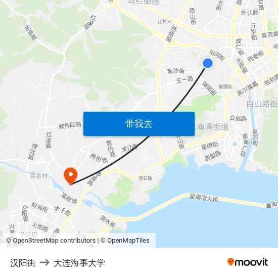 汉阳街 to 大连海事大学 map