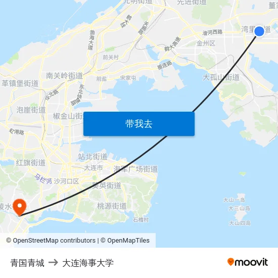 青国青城 to 大连海事大学 map