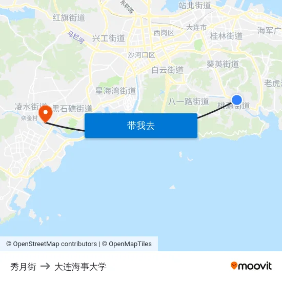 秀月街 to 大连海事大学 map