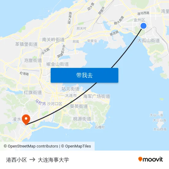 港西小区 to 大连海事大学 map