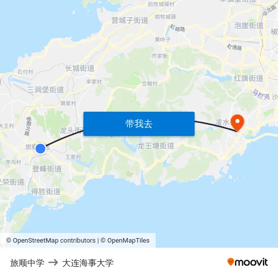 旅顺中学 to 大连海事大学 map