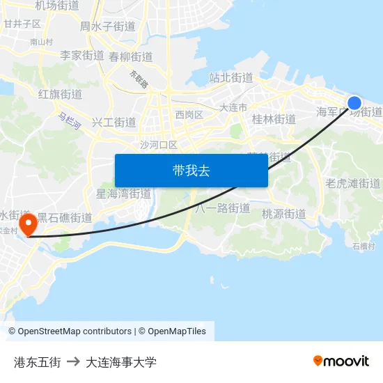 港东五街 to 大连海事大学 map