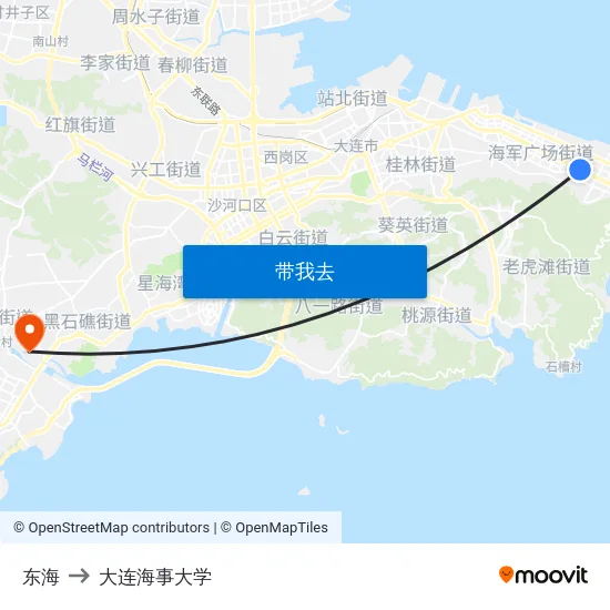 东海 to 大连海事大学 map