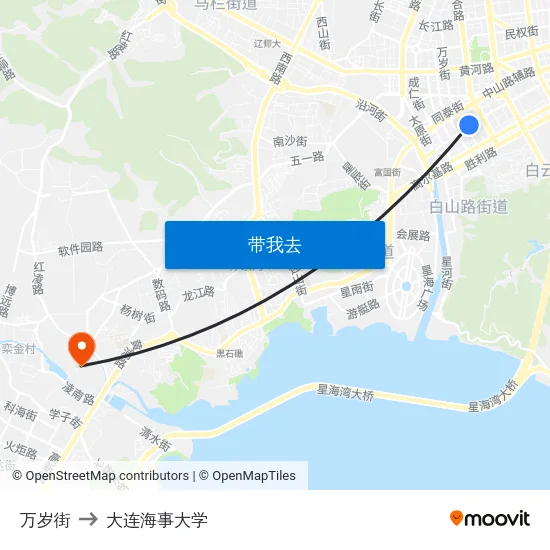 万岁街 to 大连海事大学 map