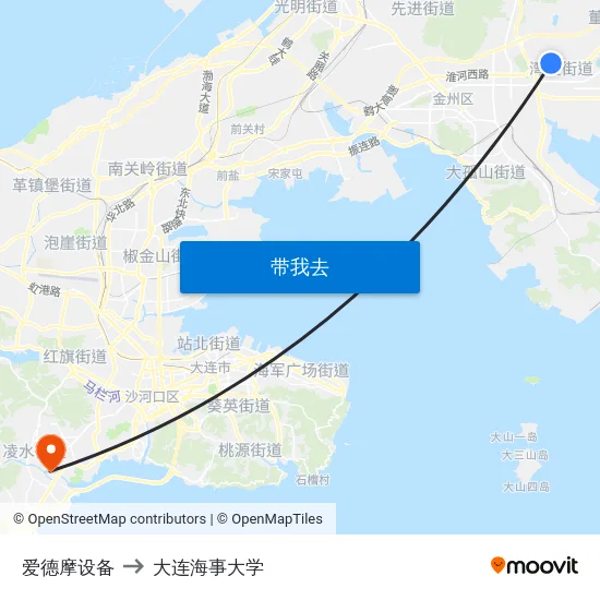 爱德摩设备 to 大连海事大学 map