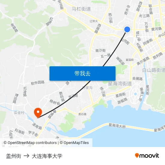 盖州街 to 大连海事大学 map