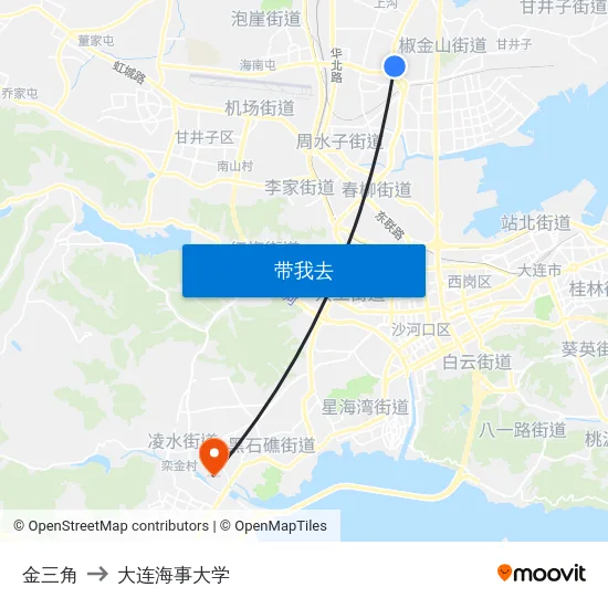 金三角 to 大连海事大学 map