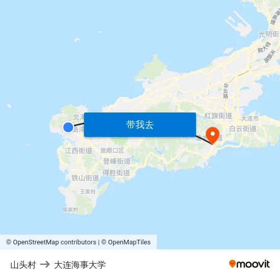 山头村 to 大连海事大学 map