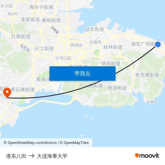 港东八街 to 大连海事大学 map