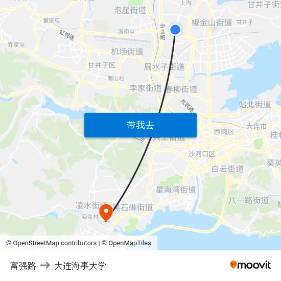 富强路 to 大连海事大学 map