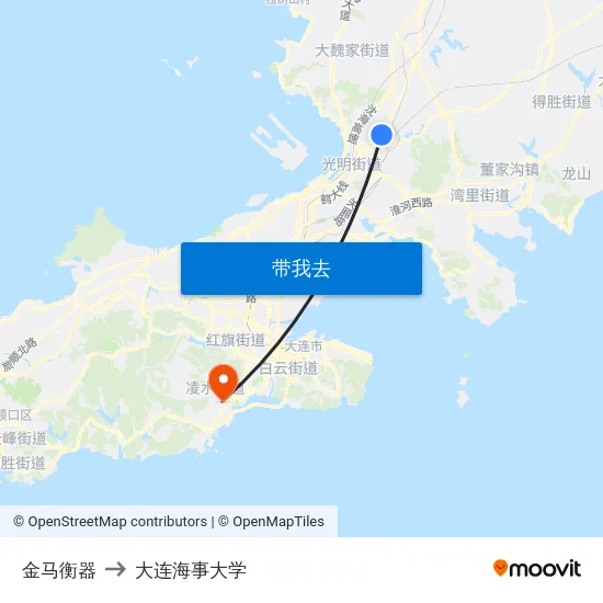 金马衡器 to 大连海事大学 map