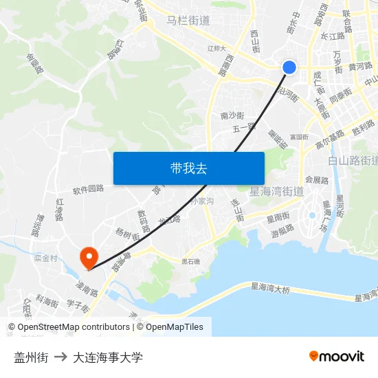 盖州街 to 大连海事大学 map