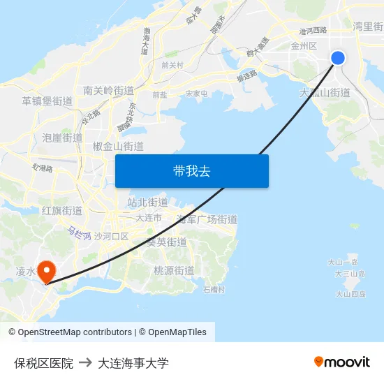 保税区医院 to 大连海事大学 map