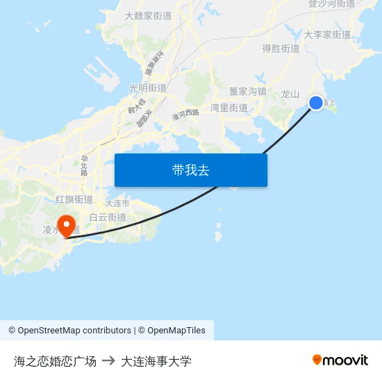 海之恋婚恋广场 to 大连海事大学 map