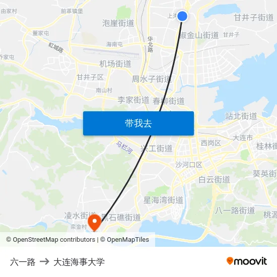 六一路 to 大连海事大学 map