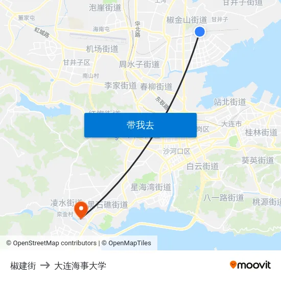 椒建街 to 大连海事大学 map