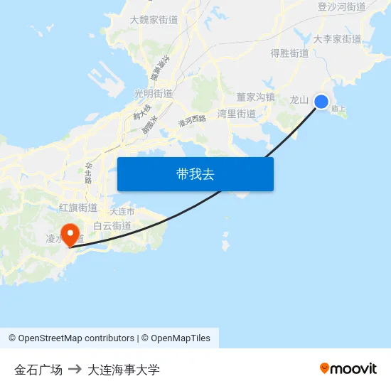 金石广场 to 大连海事大学 map