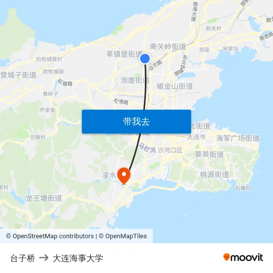 台子桥 to 大连海事大学 map
