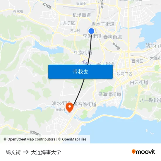 锦文街 to 大连海事大学 map