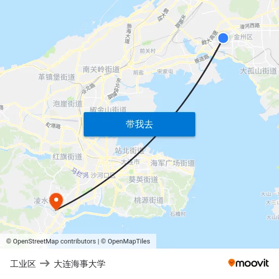 工业区 to 大连海事大学 map