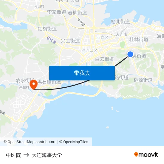 中医院 to 大连海事大学 map
