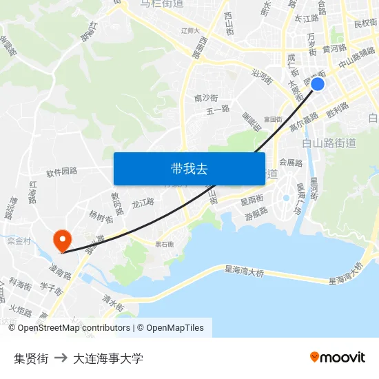 集贤街 to 大连海事大学 map