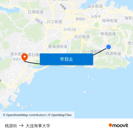 桃源街 to 大连海事大学 map